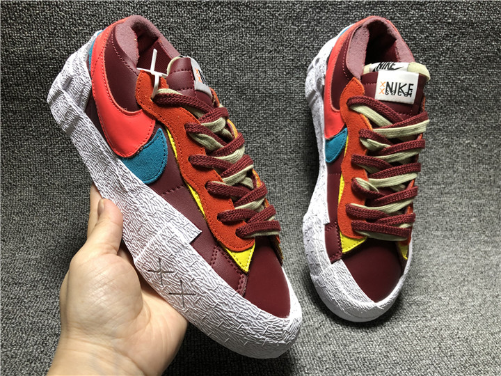 Women Nike Blazer Low x Sacai Wine Red Orange Yellow Shoes